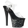 Pleaser Shoes 7" Heel Black/Silver Ankle Strap Platforms*