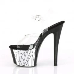 Pleaser 7" Heel Clear/Silver Ankle Strap Platforms* Shoes
