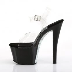 Pleaser 7" Clr/Blk Ankle Strap High Heels*