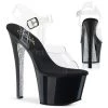 Pleaser 7" Clr/Blk Ankle Strap High Heels* 2 Pleaser 7" Clr/Blk Ankle Strap High Heels*