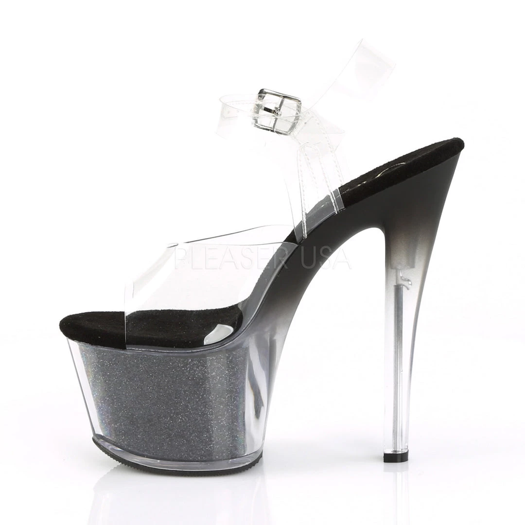 Pleaser 7" Heel Clear/Black Glitter Platform Shoes* 4 Pleaser 7" Heel Clear/Black Glitter Platform Shoes*