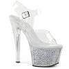 Pleaser Shoes 7" Clear/Silver Glitter Platform Heels*