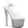 Pleaser 7" Clear/Silver Glitter Platform High Heels* 1 Pleaser 7" Clear/Silver Glitter Platform High Heels*