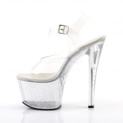 Pleaser Shoes 7" Clear Glitter Platform Heels*