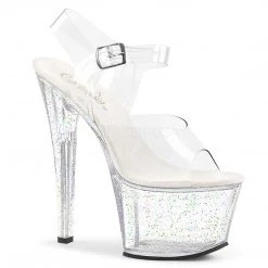 Pleaser Shoes 7" Clear Glitter Platform Heels*