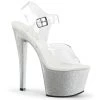 Pleaser Clear/Silver 7" Glitter Pumps*