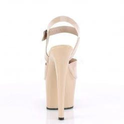 Pleaser 7 Inch Beige Ankle Strap Heels*