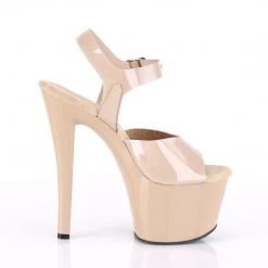 Pleaser 7 Inch Beige Ankle Strap Heels*