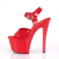 Pleaser 7" Red Ankle Strap Platform Heels*