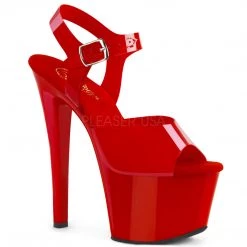 Pleaser 7" Red Ankle Strap Platform Heels*
