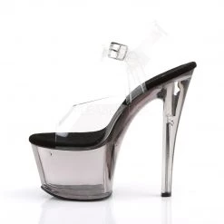 Pleaser 7" Clear/Black Ankle Strap Platform Heels* Shoes 7 Pleaser 7