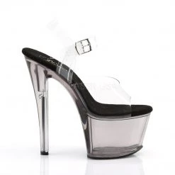 Pleaser 7" Clear/Black Ankle Strap Platform Heels* Shoes 9 Pleaser 7