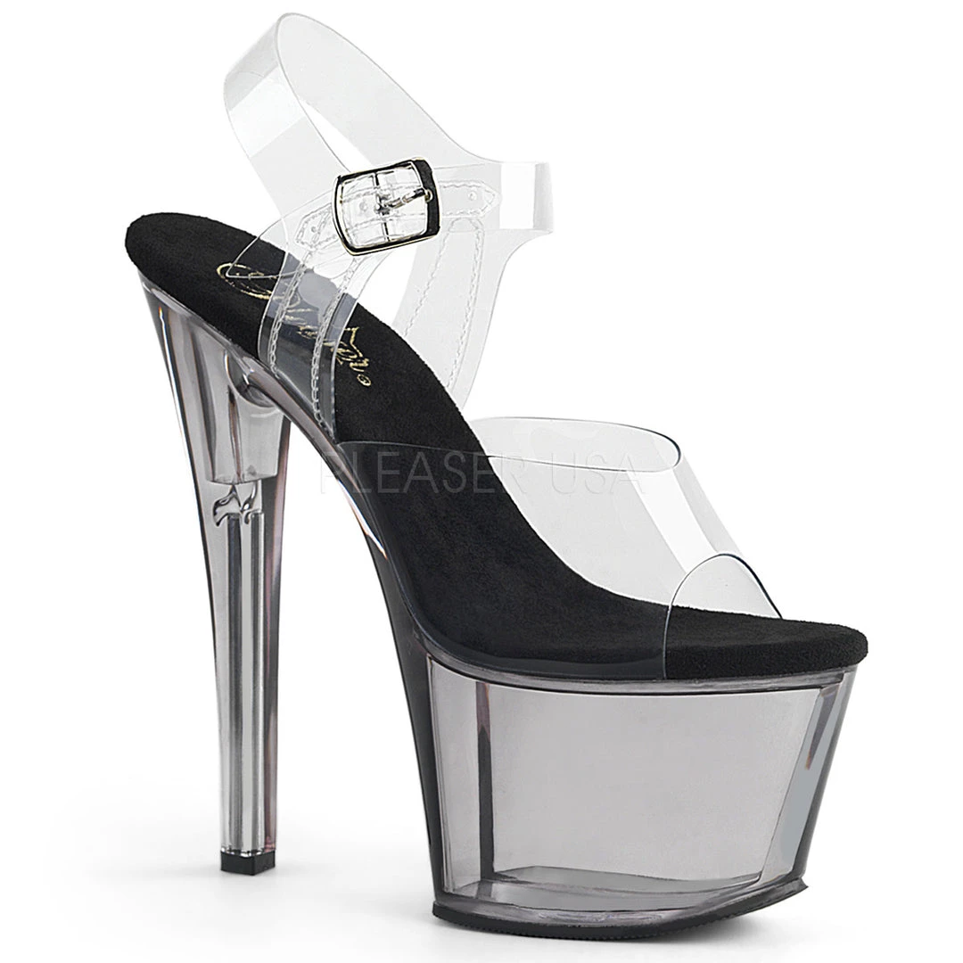 Pleaser 7" Clear/Black Ankle Strap Platform Heels* Shoes 3 Pleaser 7" Clear/Black Ankle Strap Platform Heels* Shoes