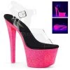 Pleaser 7" Clear/Hot Pink Glitter Platform Heels* Glow In The Dark & Neon 2 Pleaser 7" Clear/Hot Pink Glitter Platform Heels* Glow In The Dark & Neon