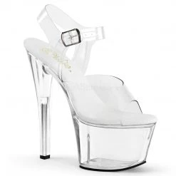 Pleaser Shoes 7" Clear Ankle Strap Platform High Heels*