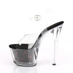 Pleaser Shoes 7" Heel Clear/Red Glitter Platforms*
