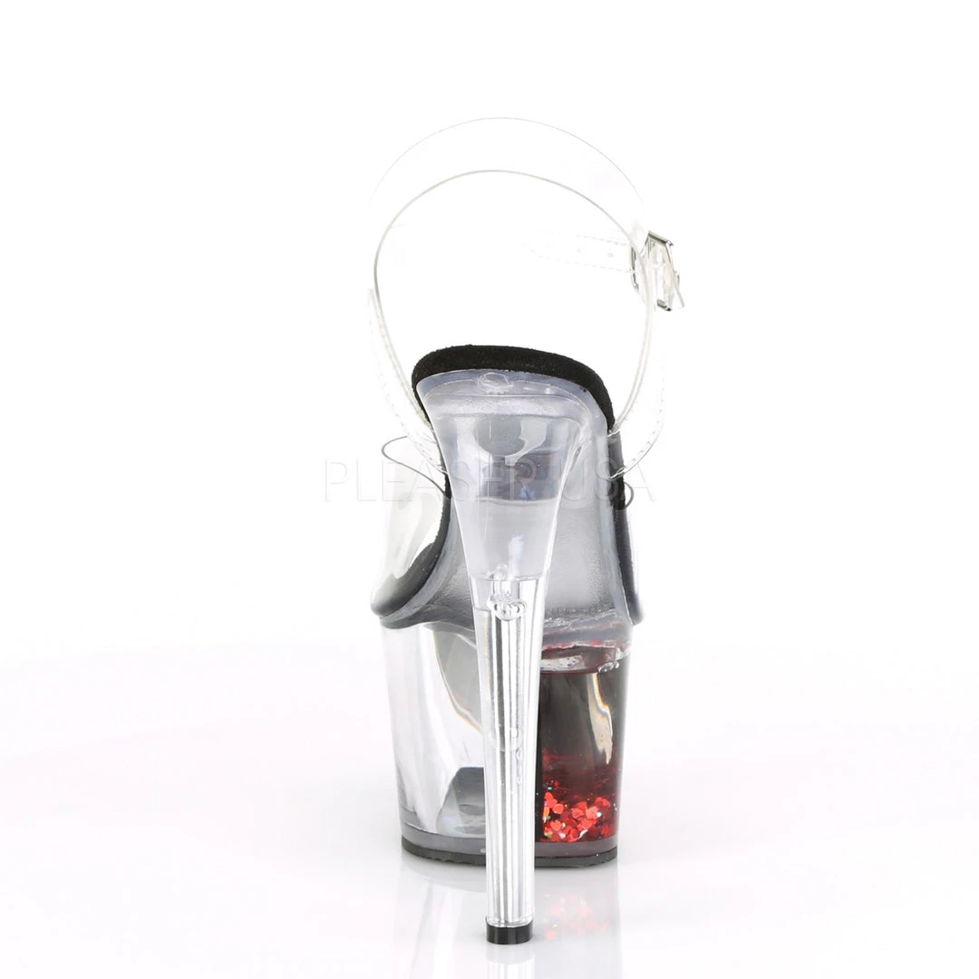 Pleaser Shoes 7" Heel Clear/Red Glitter Platforms* 5 Pleaser Shoes 7" Heel Clear/Red Glitter Platforms*