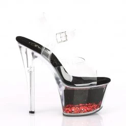 Pleaser Shoes 7" Heel Clear/Red Glitter Platforms* 9 Pleaser Shoes 7