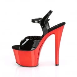 Pleaser 7" Black/Red Sexy Ankle Strap Heels* Shoes