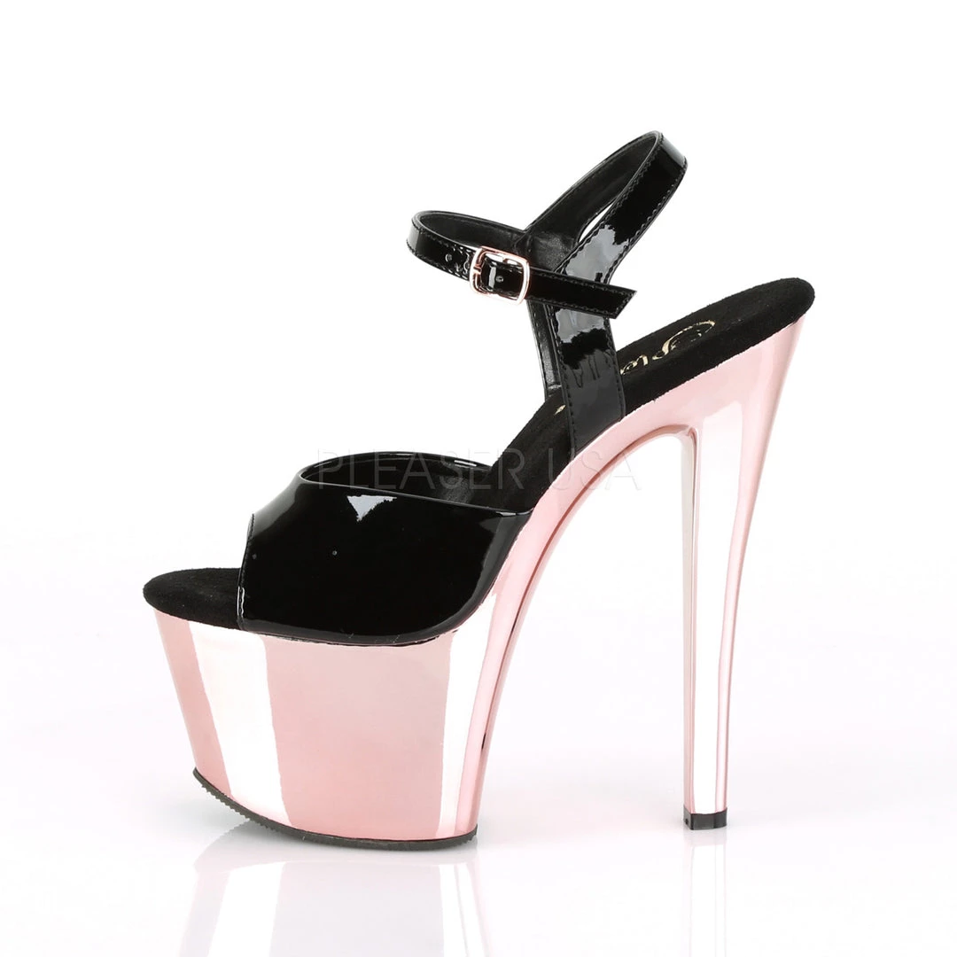 Pleaser Shoes Black/Rose Gold 7" Ankle Strap High Heels* 4 Pleaser Shoes Black/Rose Gold 7" Ankle Strap High Heels*