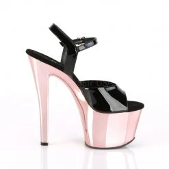 Pleaser Shoes Black/Rose Gold 7" Ankle Strap High Heels* 9 Pleaser Shoes Black/Rose Gold 7