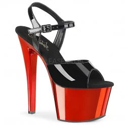 Pleaser 7" Black/Red Sexy Ankle Strap Heels* Shoes