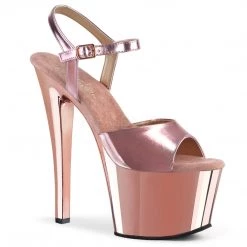 Pleaser Shoes 7" Rose Gold Ankle Strap Platform Heels*