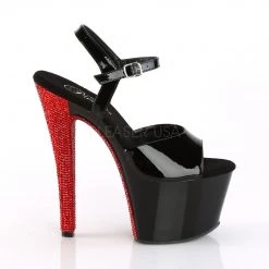 Pleaser 7" Black/Red Ankle Strap Platform High Heels* Shoes 9 Pleaser 7