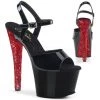 Pleaser 7" Black/Red Ankle Strap Platform High Heels* Shoes