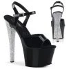Pleaser 7" Black/Silver Ankle Strap Platform High Heels* Shoes