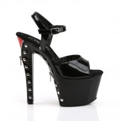 Pleaser Shoes 7" Black/Red Ankle Strap Platform Heels* 9 Pleaser Shoes 7