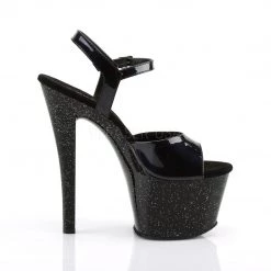 Pleaser 7 Inch Black Ankle Strap Heels*