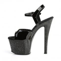 Pleaser 7" Black Glitter Platform High Heels*