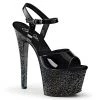 Pleaser 7" Black Glitter Platform High Heels*