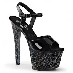 Pleaser 7" Black Glitter Platform High Heels*