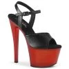 Pleaser Shoes 7" Heel Black/Red Faux Leather Platforms*