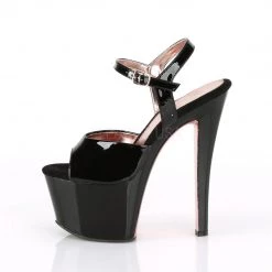 Pleaser Shoes 7" Heel Black/Rose Gold Ankle Strap Platforms*