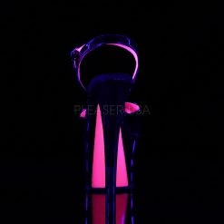 Pleaser Glow In The Dark & Neon Black/Hot Pink 7" Ankle Strap Heels* 8 Pleaser Glow In The Dark & Neon Black/Hot Pink 7
