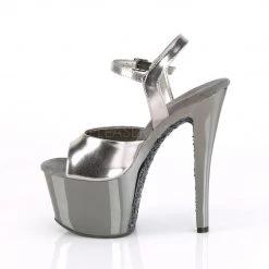 Pleaser Shoes 7" Heel Black/Grey Glitter Platforms*