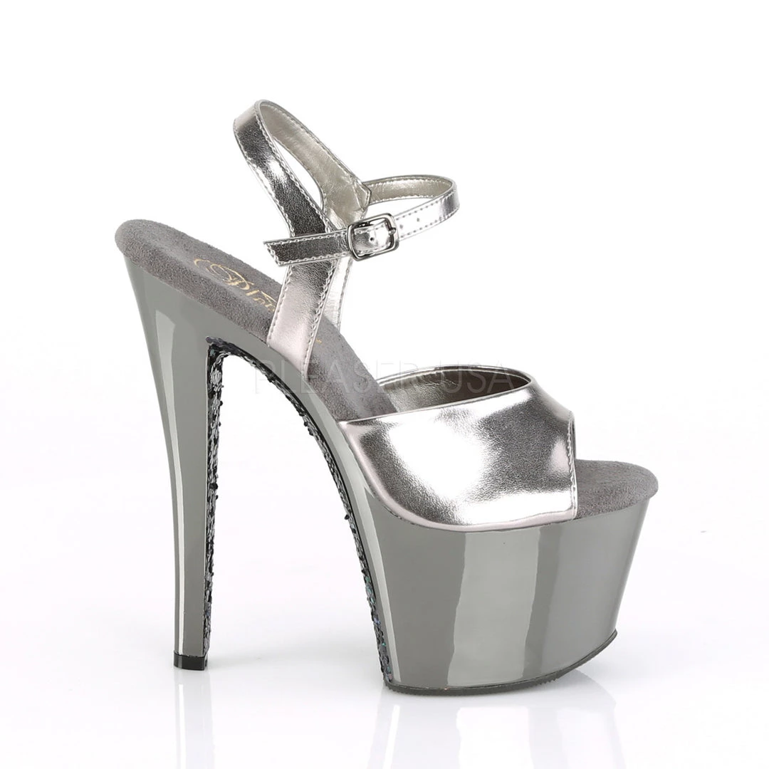 Pleaser Shoes 7" Heel Black/Grey Glitter Platforms* 6 Pleaser Shoes 7" Heel Black/Grey Glitter Platforms*