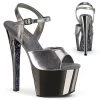 Pleaser Shoes 7" Heel Black/Grey Glitter Platforms*