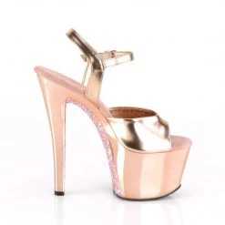 Pleaser 7" Heel Rose Gold Ankle Strap Platforms* 9 Pleaser 7