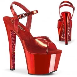 Pleaser 7" Heel Red Glitter Platforms* Shoes