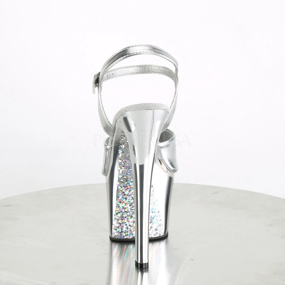 Pleaser Shoes 7" Heel Silver Glitter Platforms* 5 Pleaser Shoes 7" Heel Silver Glitter Platforms*