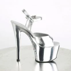 Pleaser Shoes 7" Heel Silver Glitter Platforms* 9 Pleaser Shoes 7