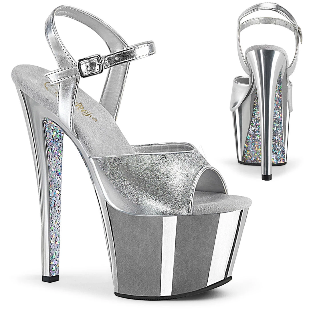 Pleaser Shoes 7" Heel Silver Glitter Platforms* 3 Pleaser Shoes 7" Heel Silver Glitter Platforms*