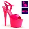 Pleaser Glow In The Dark & Neon 7" Hot Pink Ankle Strap Platform Pumps*