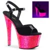 Pleaser 7" Black/Hot Pink Glitter Platform Pumps* Glow In The Dark & Neon 2 Pleaser 7" Black/Hot Pink Glitter Platform Pumps* Glow In The Dark & Neon
