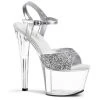 Pleaser Shoes 7" Silver/Clear Ankle Strap Platform Pumps*