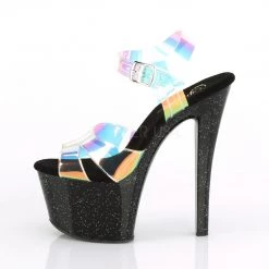 Pleaser Rainbow Clothing 7" Black/Rainbow Ankle Strap Platform High Heels*